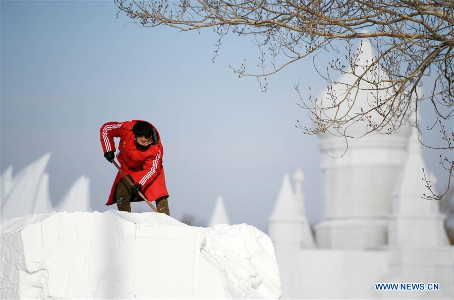 CHINA-HARBIN-COLLEGE STUDENTS-SNOW SCULPTURE COMPETITION (CN)