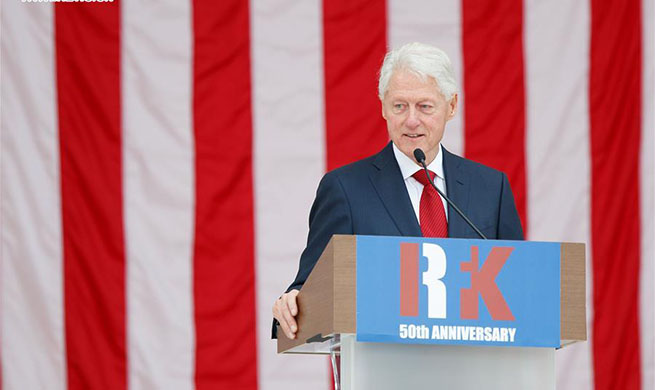 Public memorial for Robert Kennedy at 50th anniv. of his assassination held in Arlington, U.S.